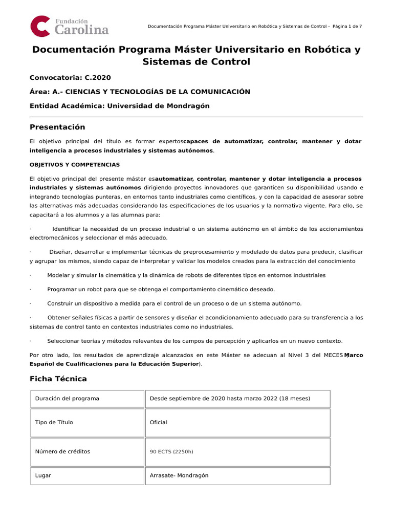 M ster universitario en rob tica y sistemas de control c 202030 04