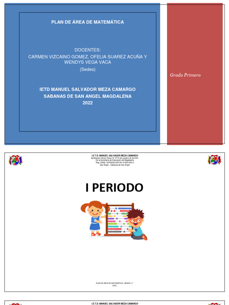 Plan de Area de Matemáticas - Grado 1° | PDF | Evaluación | Geometría