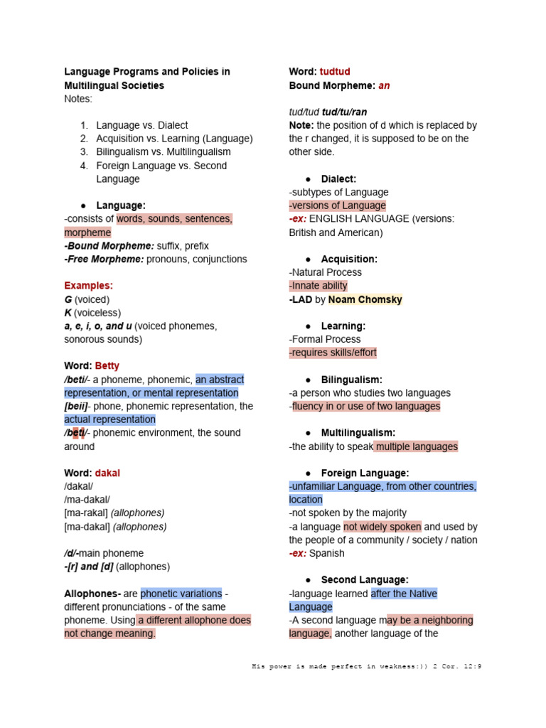 Language Programs and Policies in Multilingual Societies | PDF ...