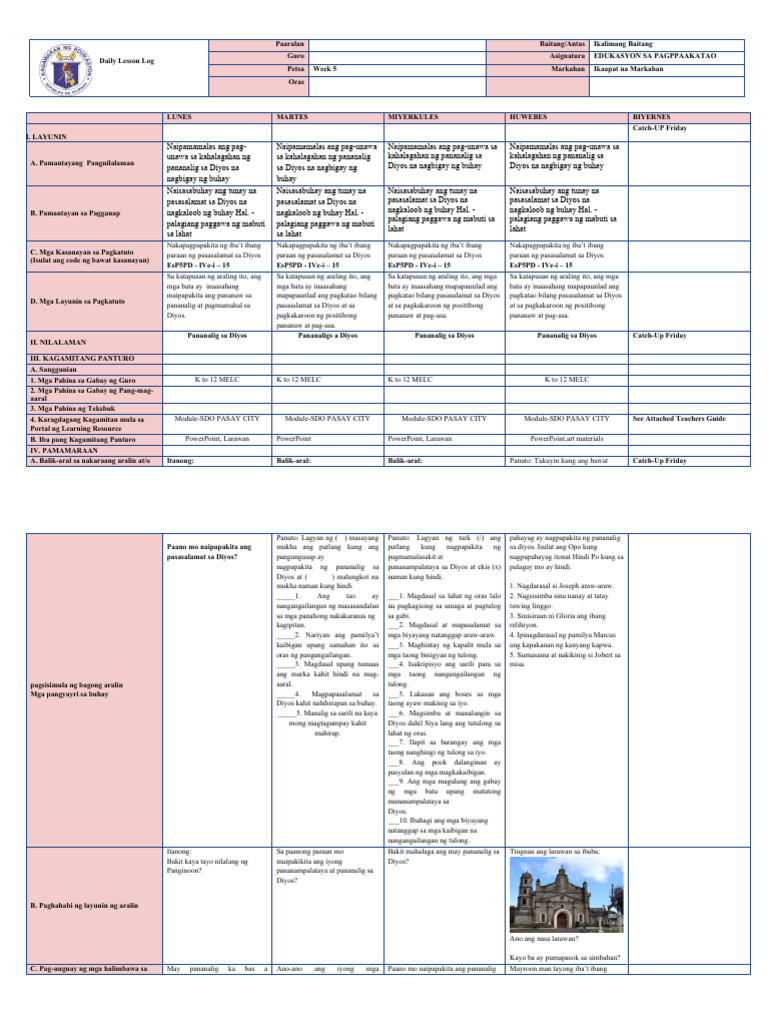 DLL Week 5-Q4 Esp 5 | PDF