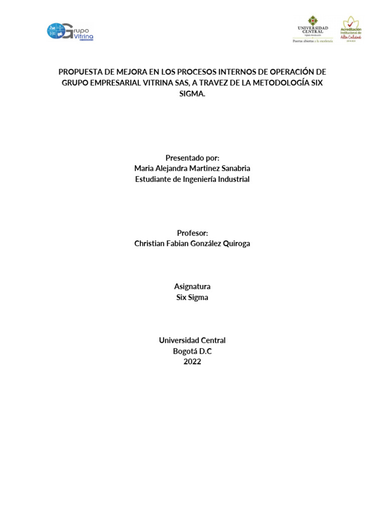 Mejora de Procesos en Vitrina SAS con Six Sigma | PDF | Business | Six ...