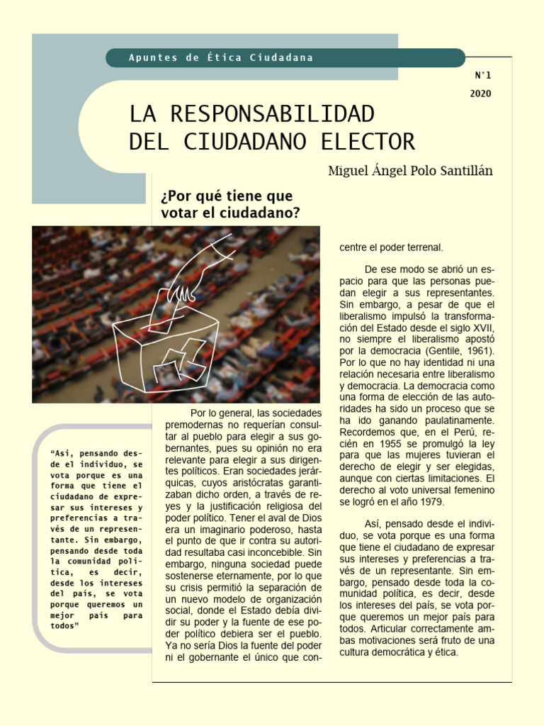 La Responsabilidad Del Ciudadano Elector | PDF | Democracia ...