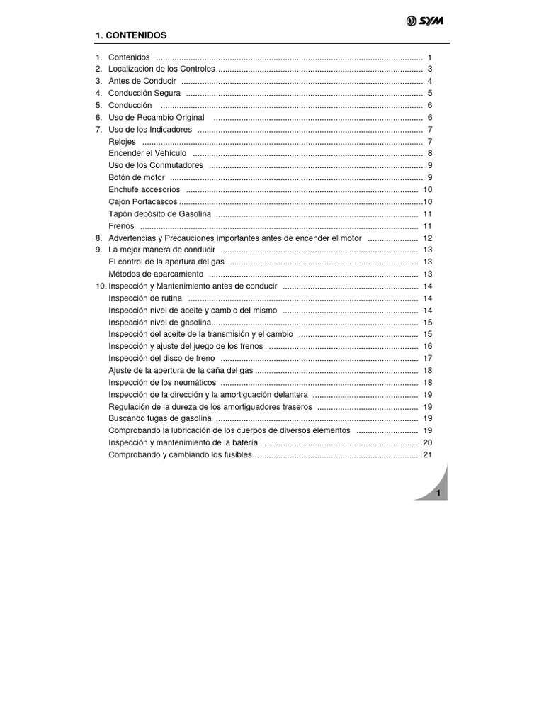Manual de Uso del Scooter SANYANG | PDF | Neumático