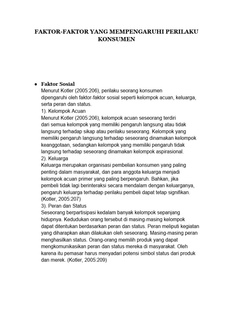 Faktor-Faktor Yang Mempengaruhi Perilaku Konsumen | PDF
