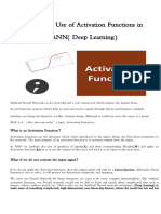 Need and Use of Activation Functions in Anndeep Learning