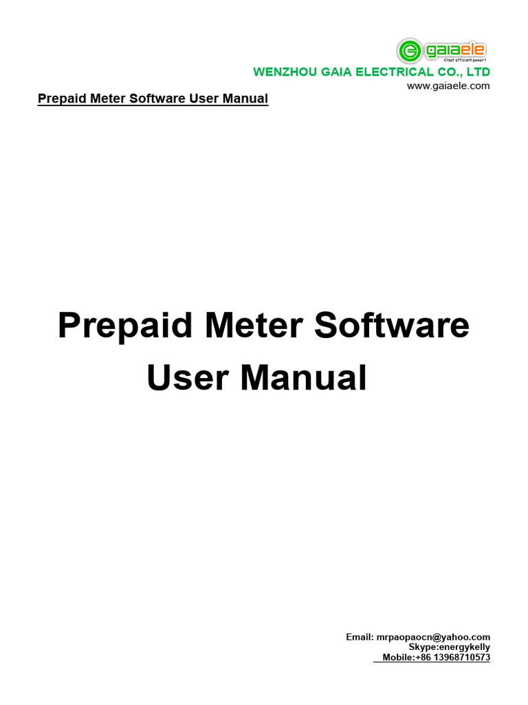 Prepaid meter software user manual wenzhou gaia pdf installation