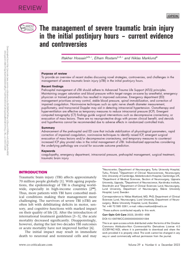 The Management of Severe Traumatic Brain Injury In.20 | PDF | Traumatic