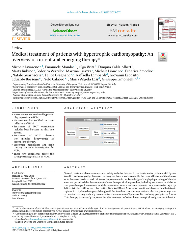 Medical Treatment of Patients With Hypertrophic Cardiomyopathy: An ...