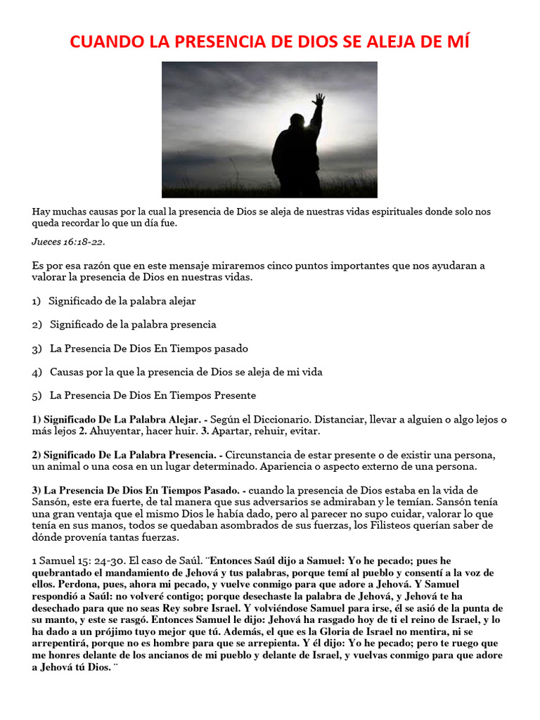Cuando La Presencia de Dios Se Aleja de Mí | PDF | Sansón | Dios