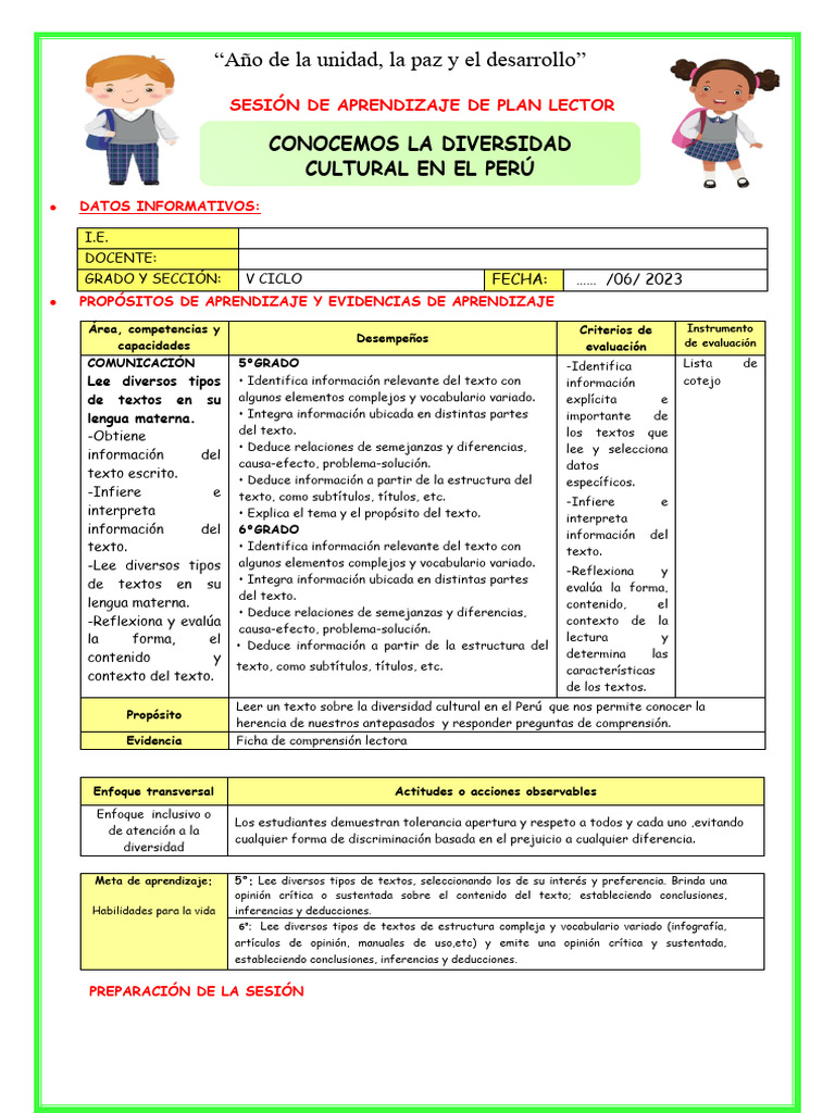 Ses-Lun-Comun-Conocemos La Diversidad Cultural en El Perú | PDF ...