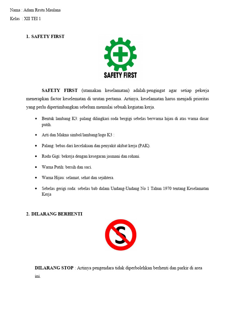 Arti dan Makna Safety First K3 | PDF