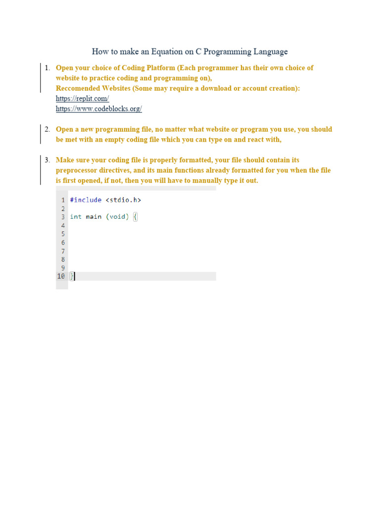 C Programming: Basic Equation Guide | PDF | C (Programming Language ...