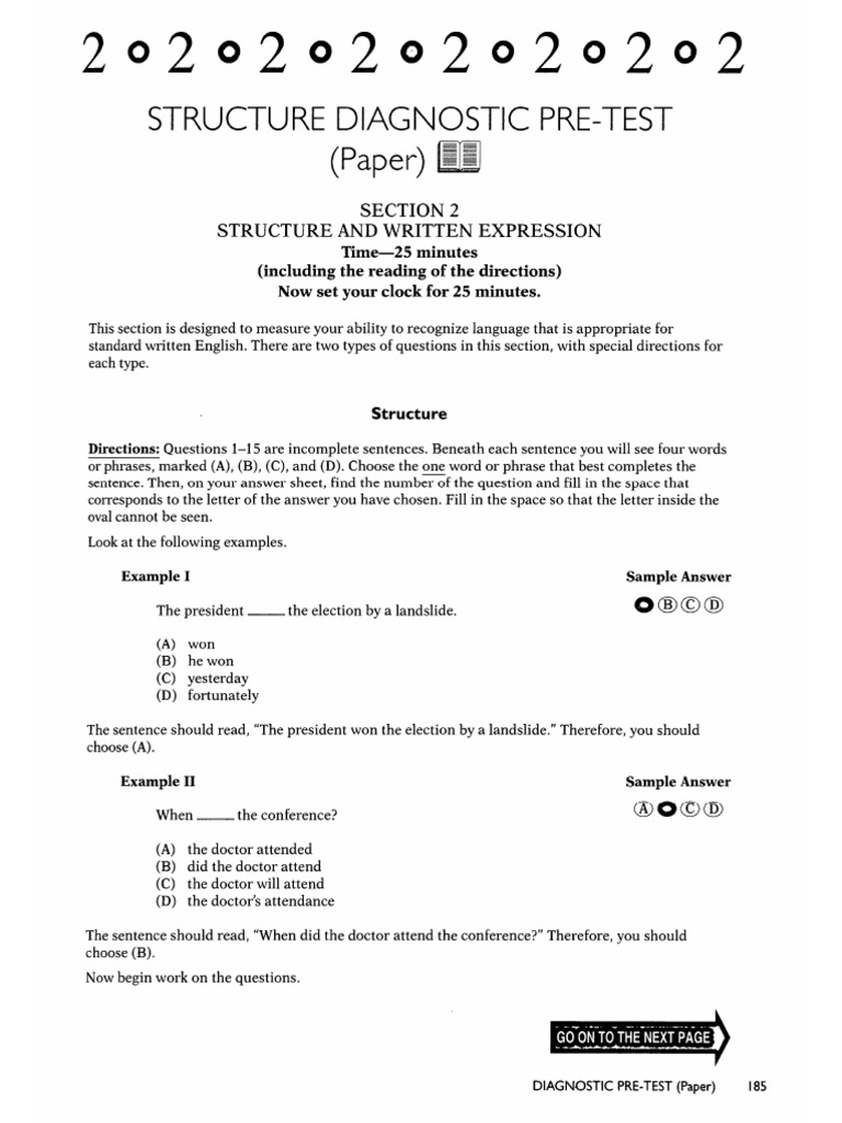 Structure and written expression test pdf