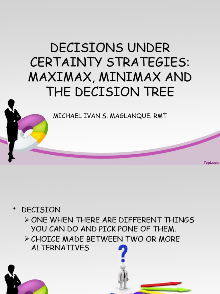 Business Economics-DECISIONS UNDER CERTAINTY STRATEGIES MAXIMAX ...