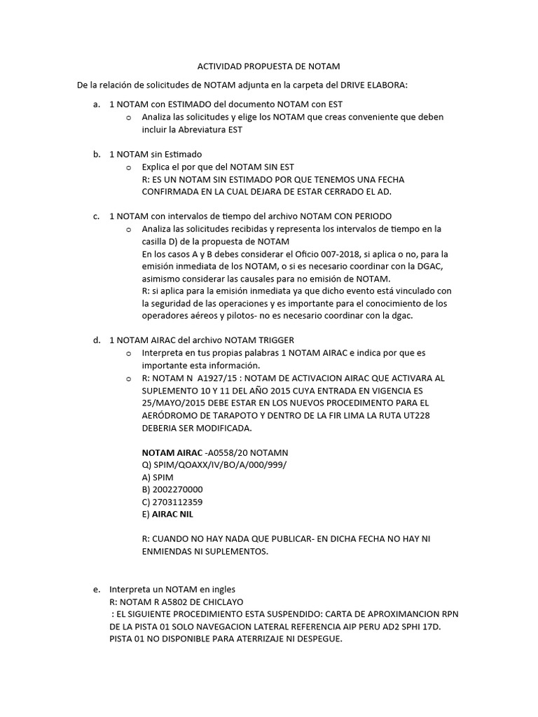 Actividad Propuesta de Notam | PDF | Aviación