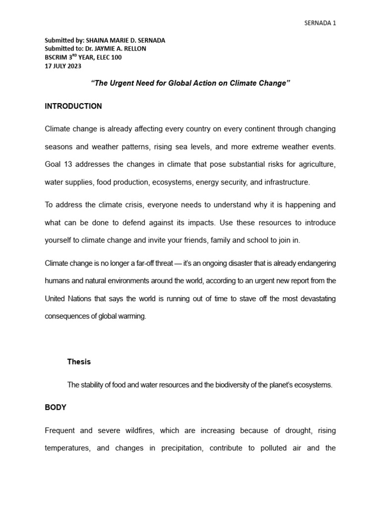 Urgent Global Climate Action Needed | PDF | Climate Change | Wildfire