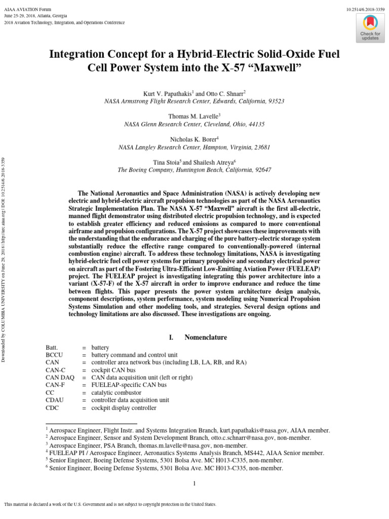 Integration Concept For A HybridElectric SolidOxide Fuel Download
