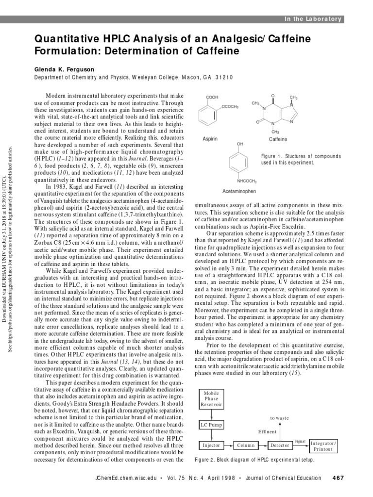 HPLC Method for Caffeine Analysis | PDF | High Performance Liquid ...