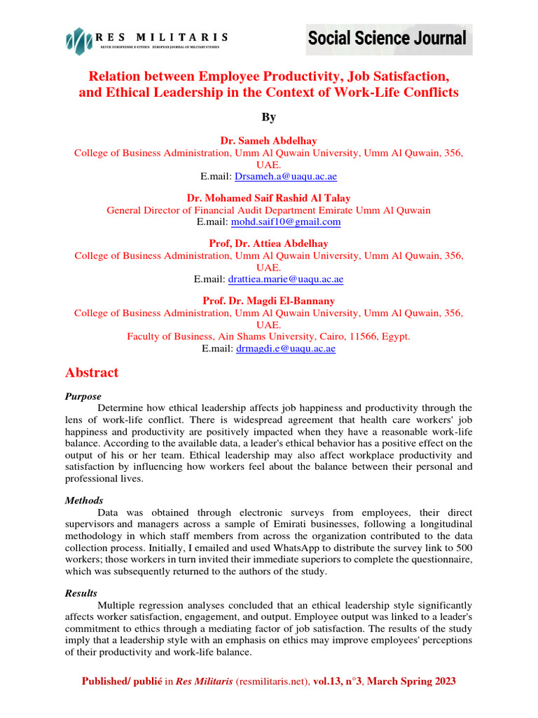 Ethical Leadership and Employee Productivity | PDF | Leadership | Job ...