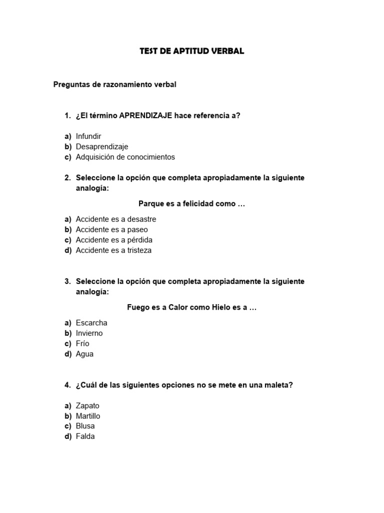 Test de Aptitudes Verbal | PDF