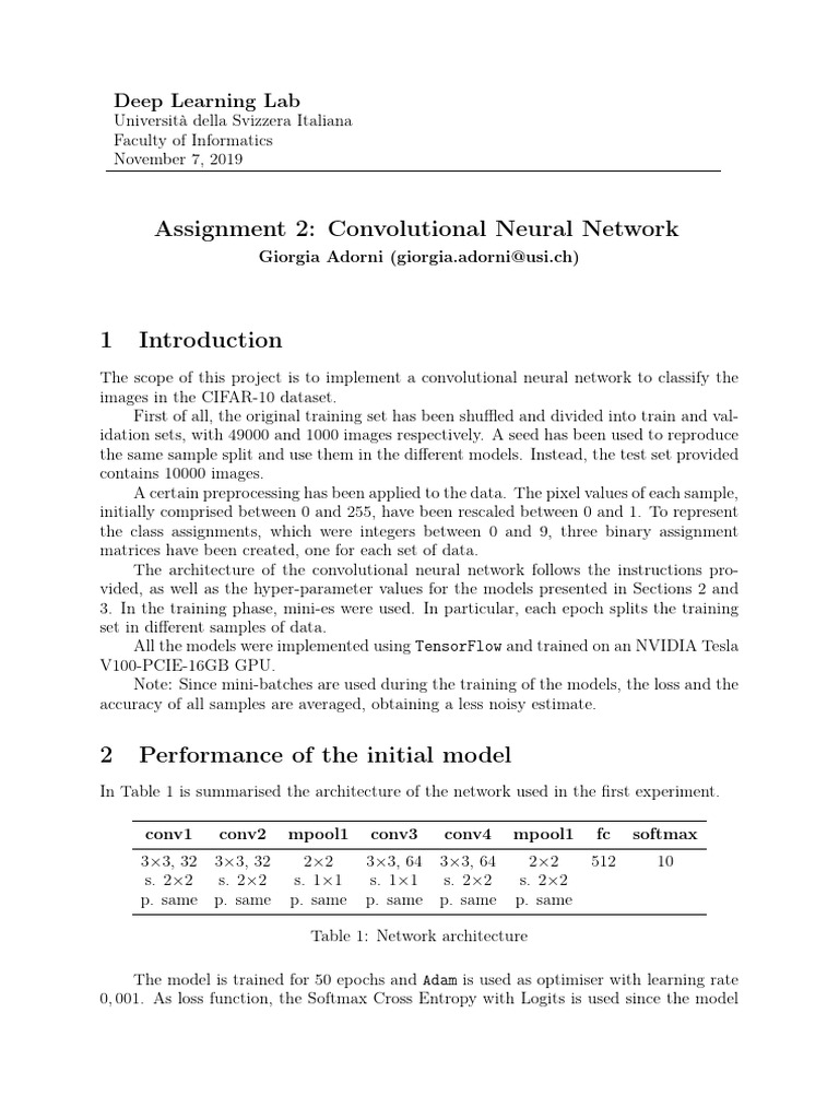Report 2 | PDF | Deep Learning | Experiment