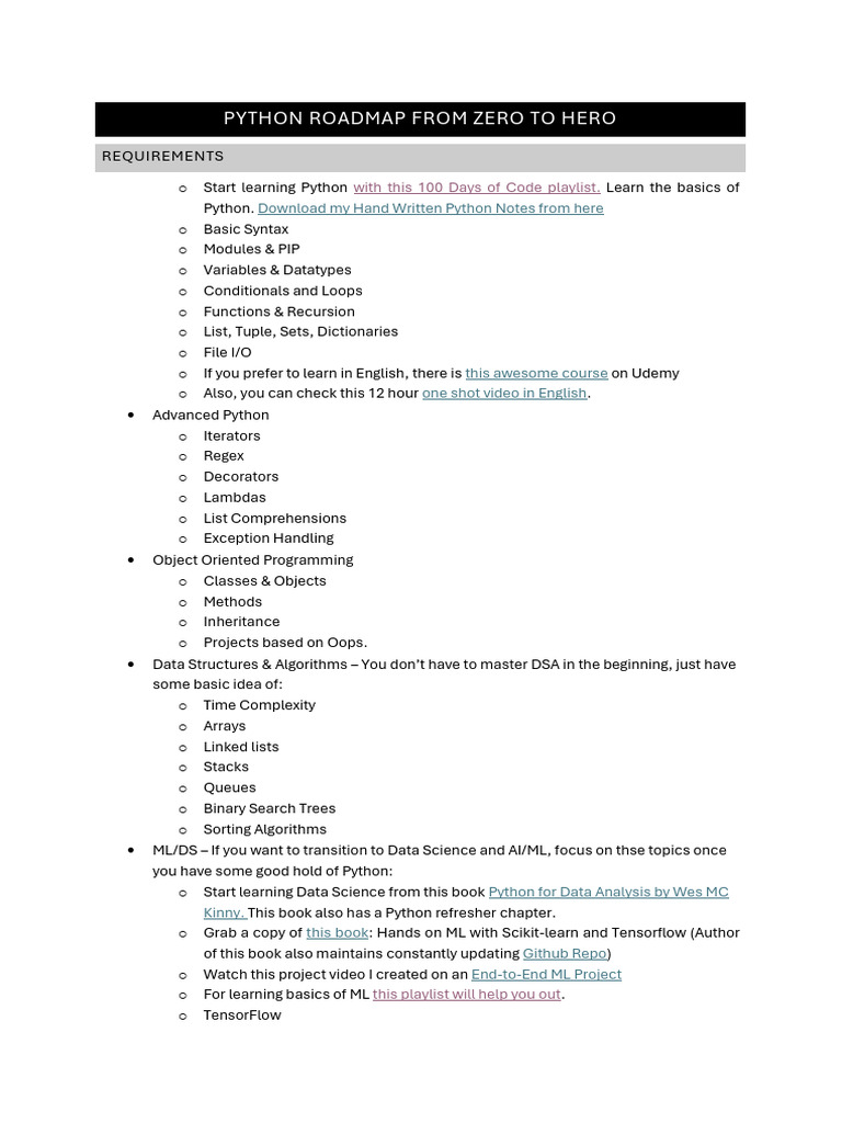 Python Roadmap - Notes | Download Free PDF | Python (Programming ...