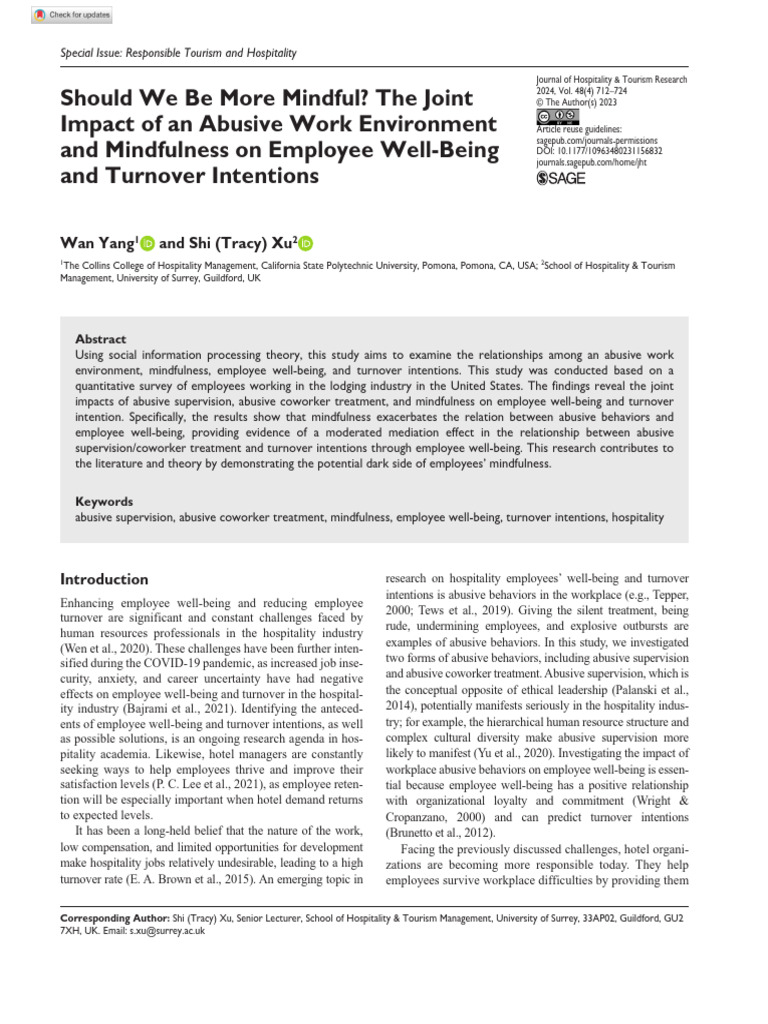 Image result for Mindfulness and Employee Turnover in Hospitality | PDF | Mindfulness ...