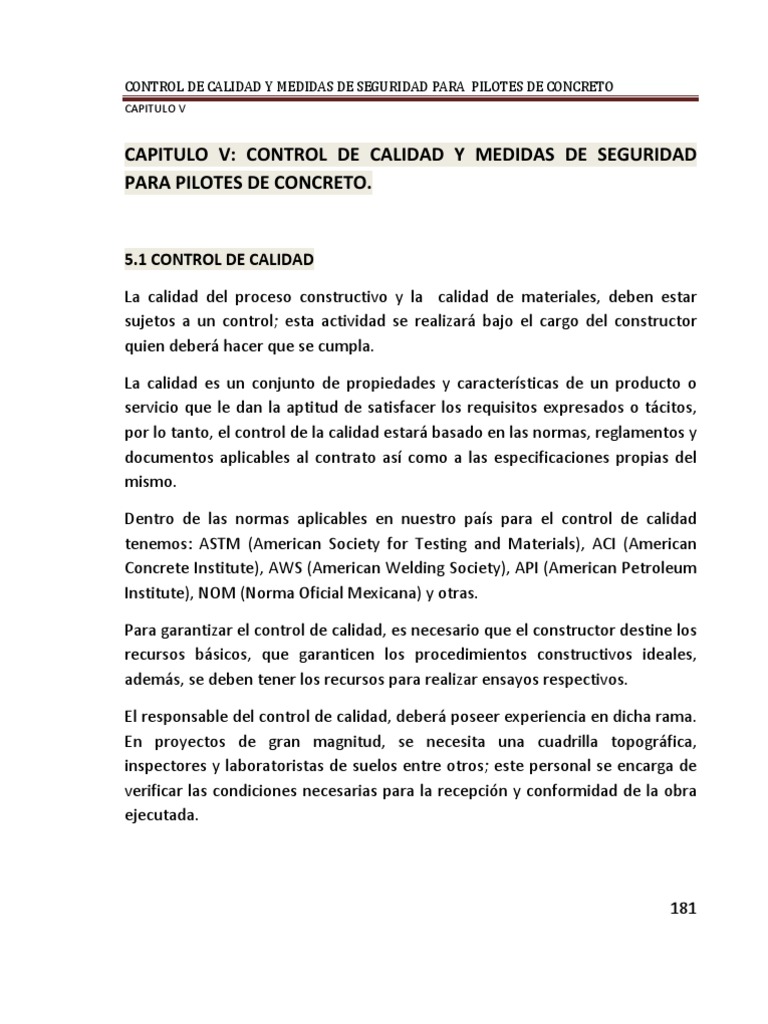 Cap5 Control de Calidad | PDF | Hormigón | Cemento