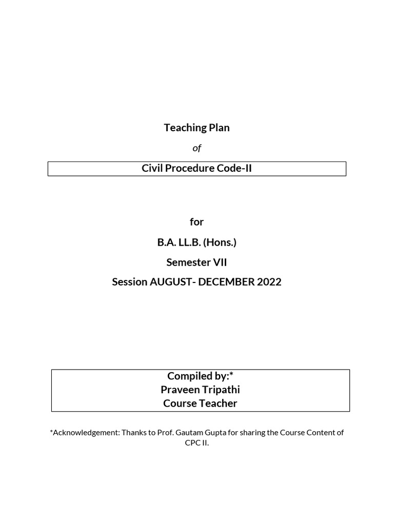 CPC-II Course Outline | PDF | Lawsuit | Discovery (Law)