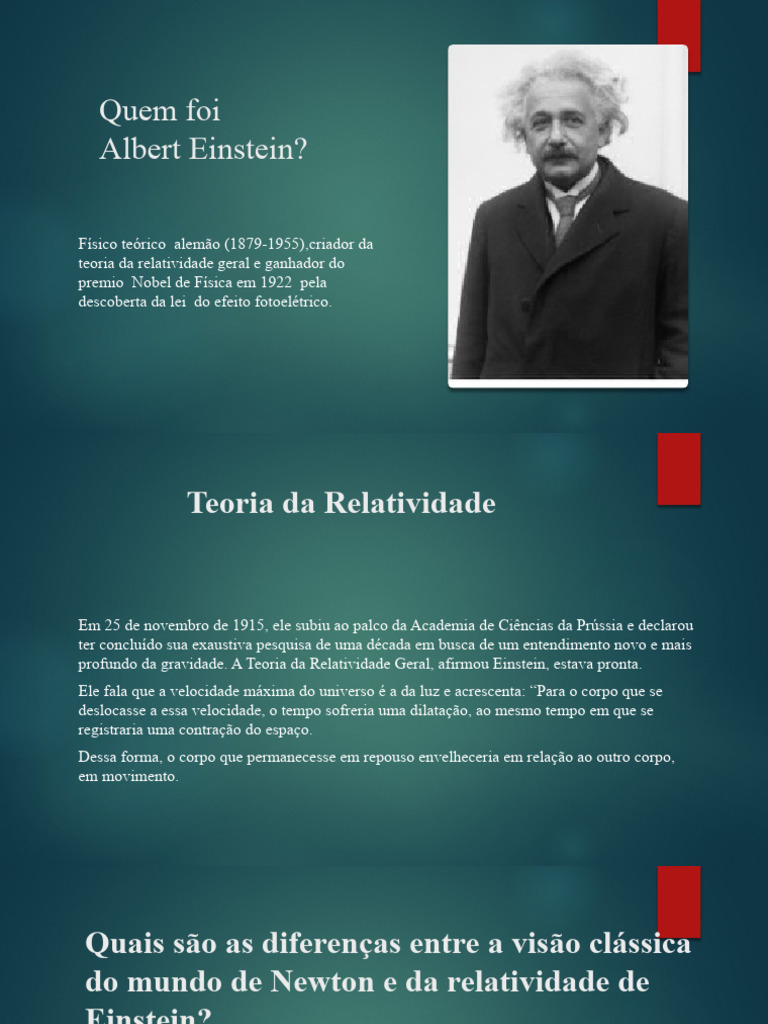 Albert Einstein e a Teoria da Relatividade | PDF | Relatividade geral ...