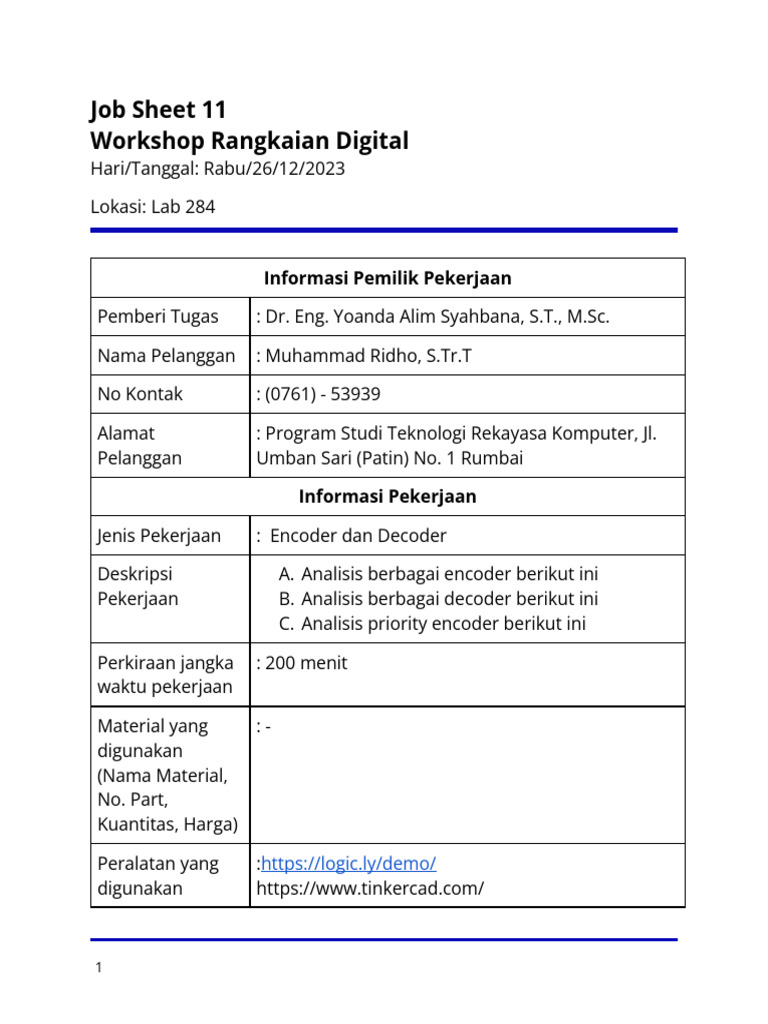 Analisis Encoder dan Decoder Digital | PDF
