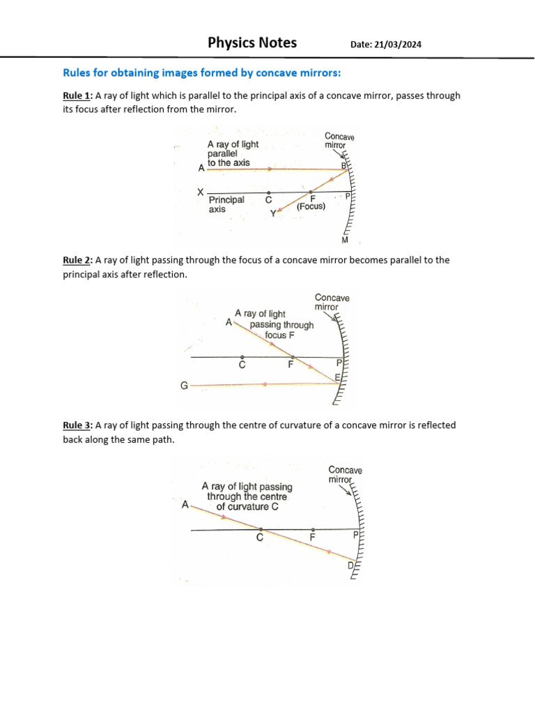 Physics Notes 1 Pdf Mirror Electromagnetic Radiation