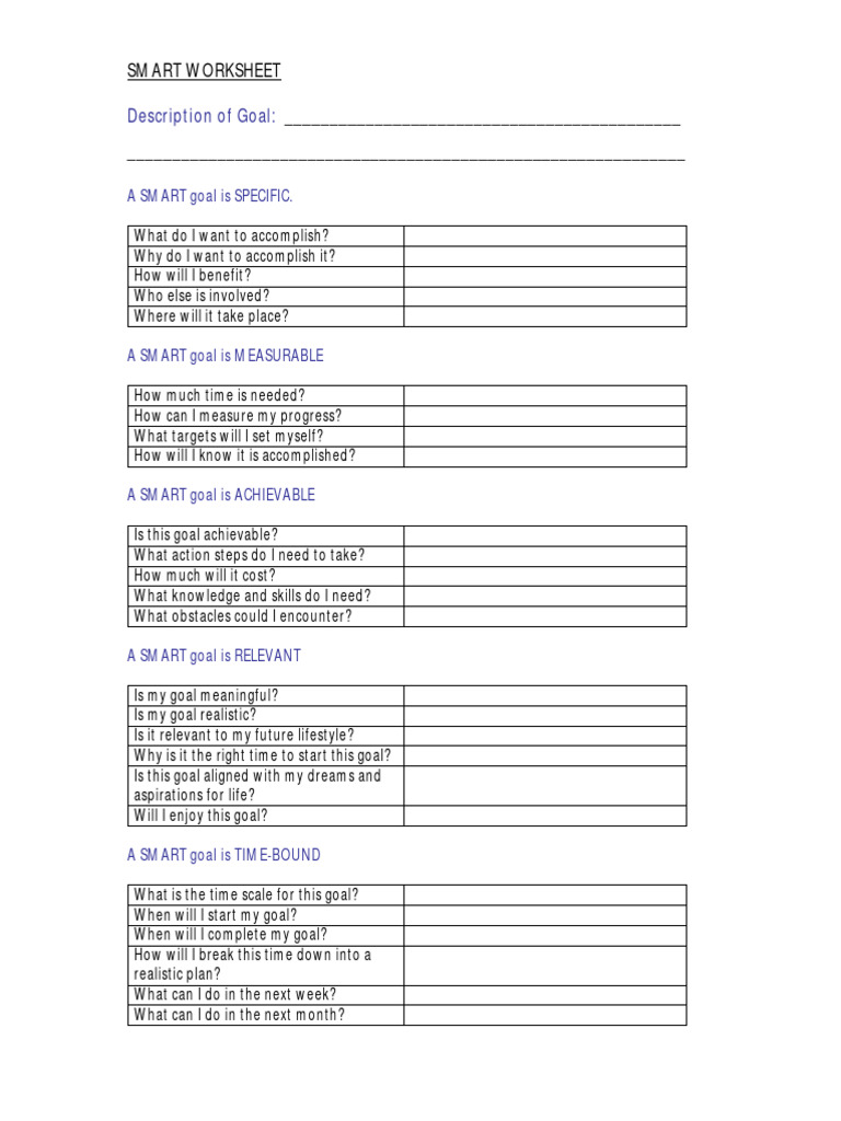 PDF SMART Worksheet | PDF