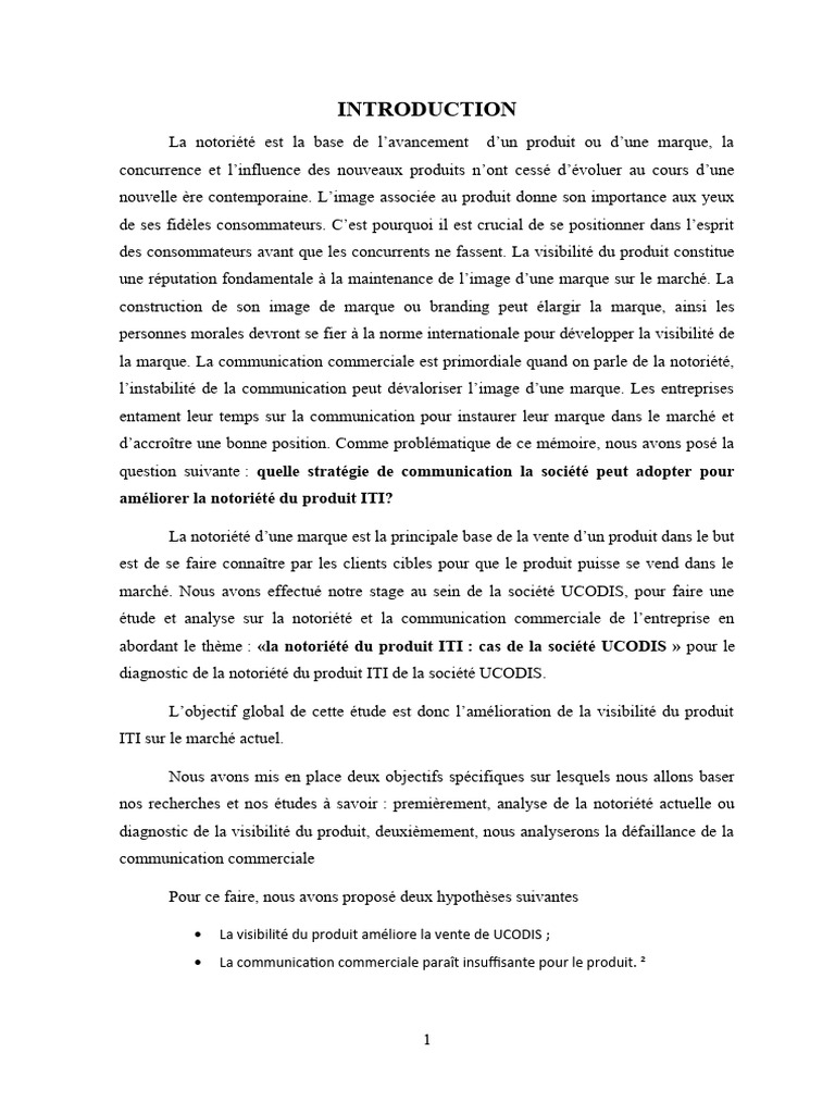 Stratégies de Notoriété pour UCODIS | PDF | Commercialisation | Marque