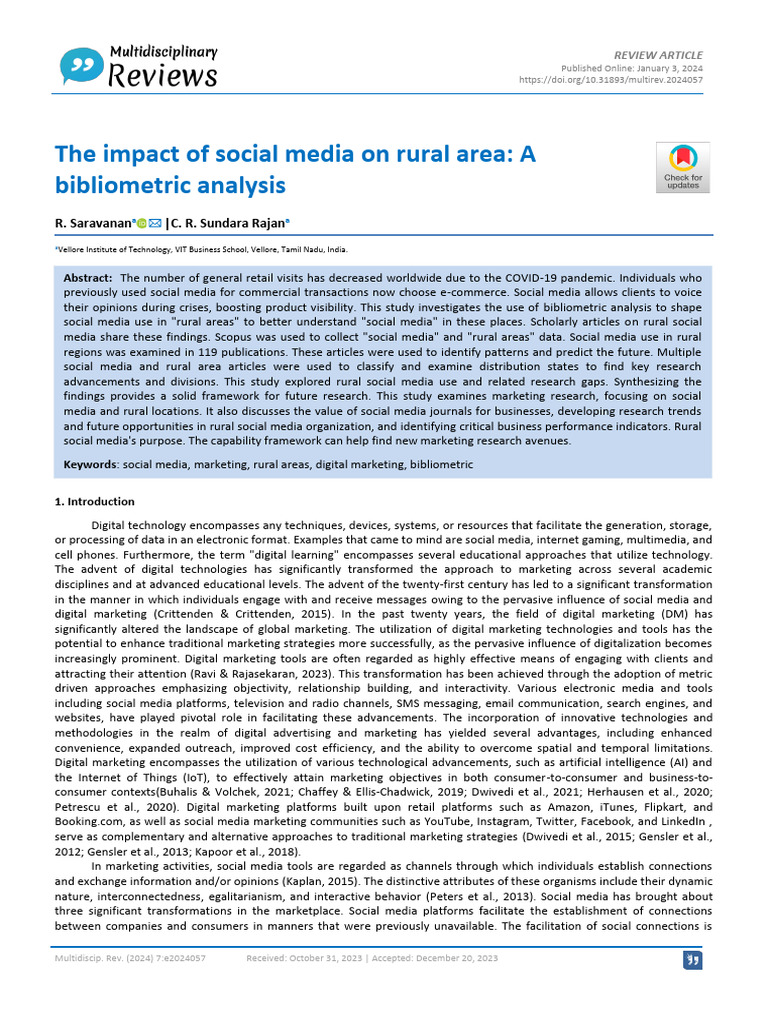 Social Media's Rural Impact Study | PDF | Social Media | Popular ...