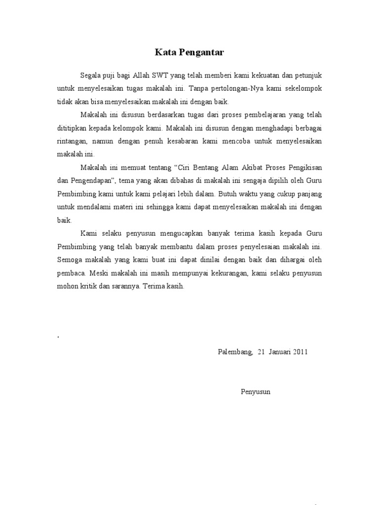 Kata Pengantar Dan Daftar Isi Makalah Geografi