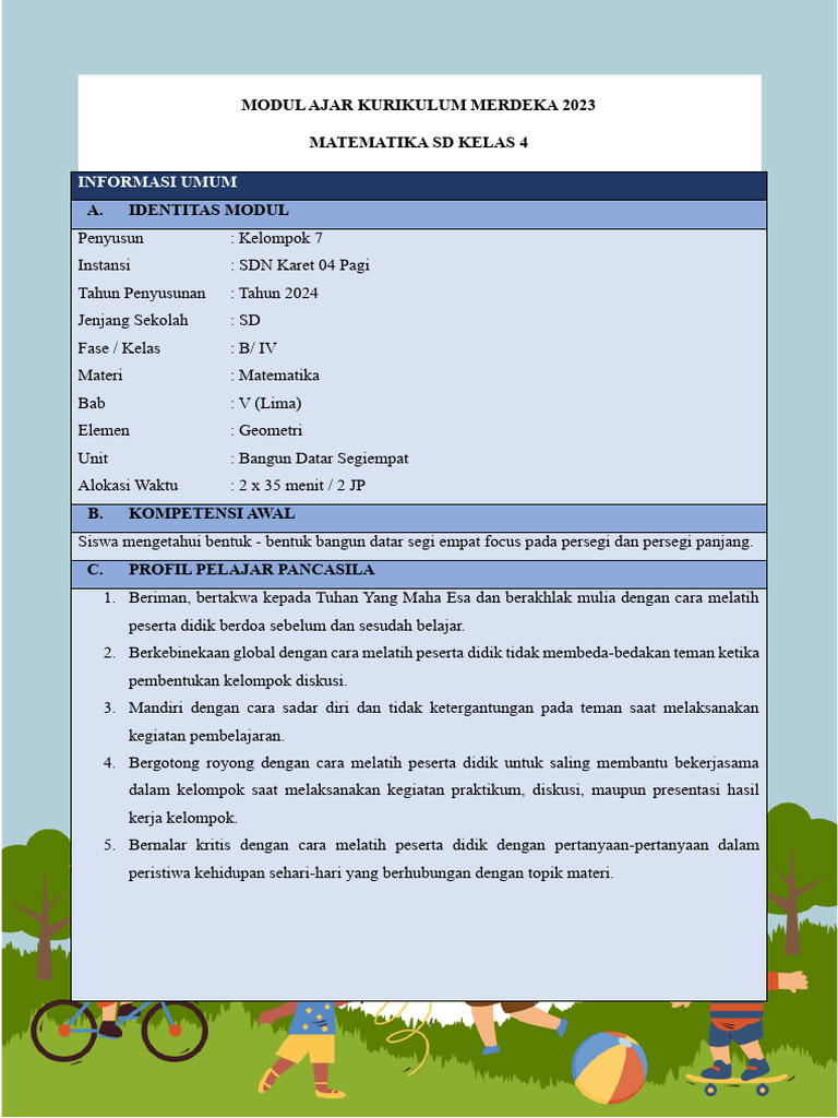 Modul Ajar Matematika Kelas 4 SD | PDF