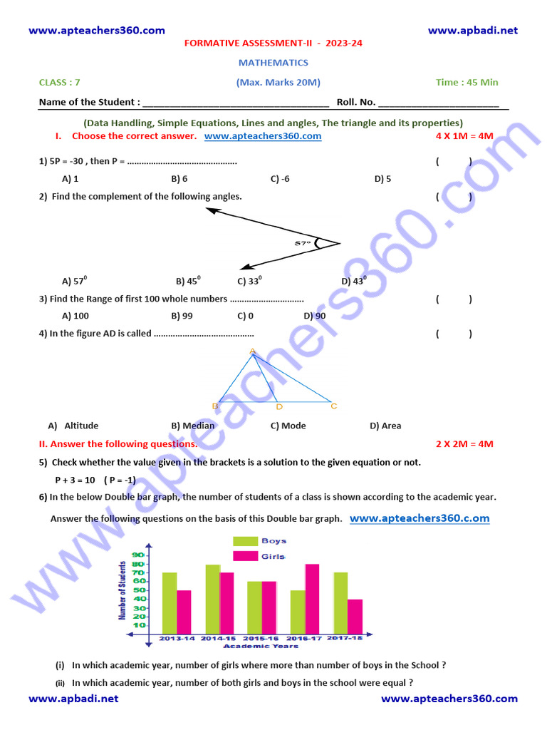 7TH Maths F.A-2 | PDF | Mathematics | Angle