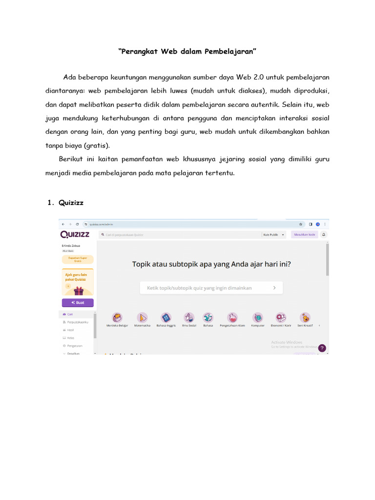Pemanfaatan Perangkat Web untuk Pembelajaran | PDF