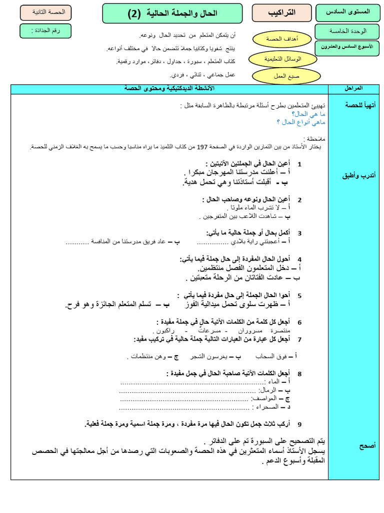 تراكيب الحال والجملة الحالية 2 | PDF