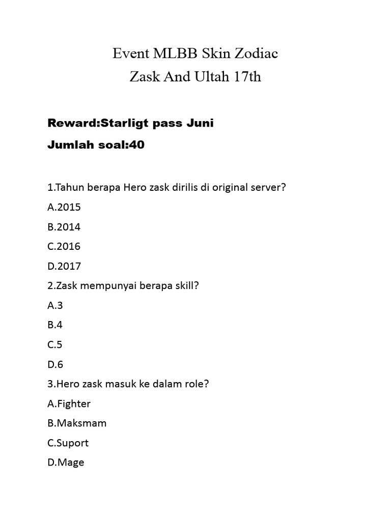 Event Skin Zodiac MLBB dan Trivia Zask | PDF