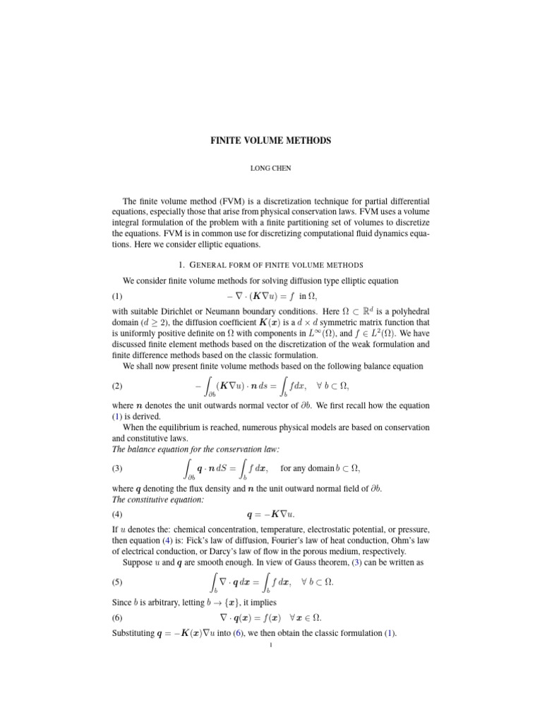Finite Volume Methods for Elliptic Equations | PDF | Finite Element ...