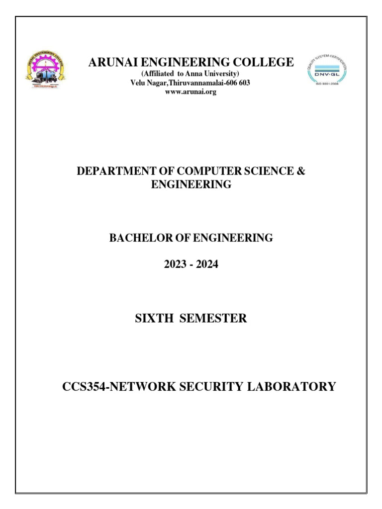 CCS354 Network Security Lab Manual | PDF | Transport Layer Security ...