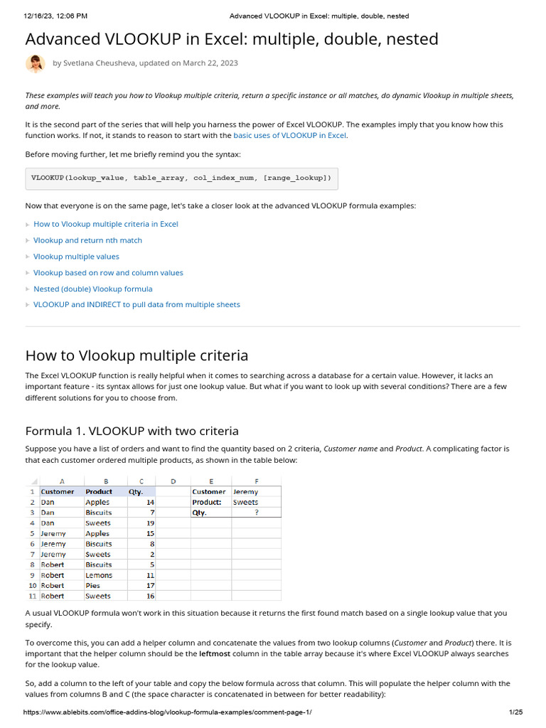Advanced Nested VLOOKUP Techniques | PDF | Microsoft Excel | Matrix ...