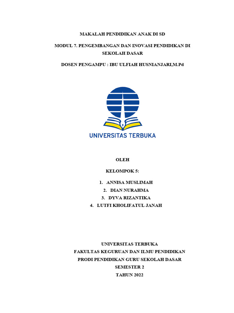 Inovasi Pendidikan Anak SD Modul 7 | PDF