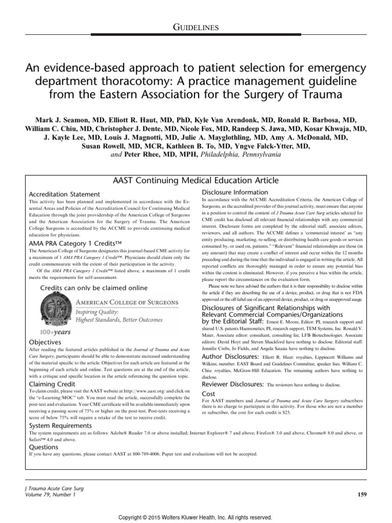 urgent thoracotomy | PDF | Cardiopulmonary Resuscitation | Emergency ...