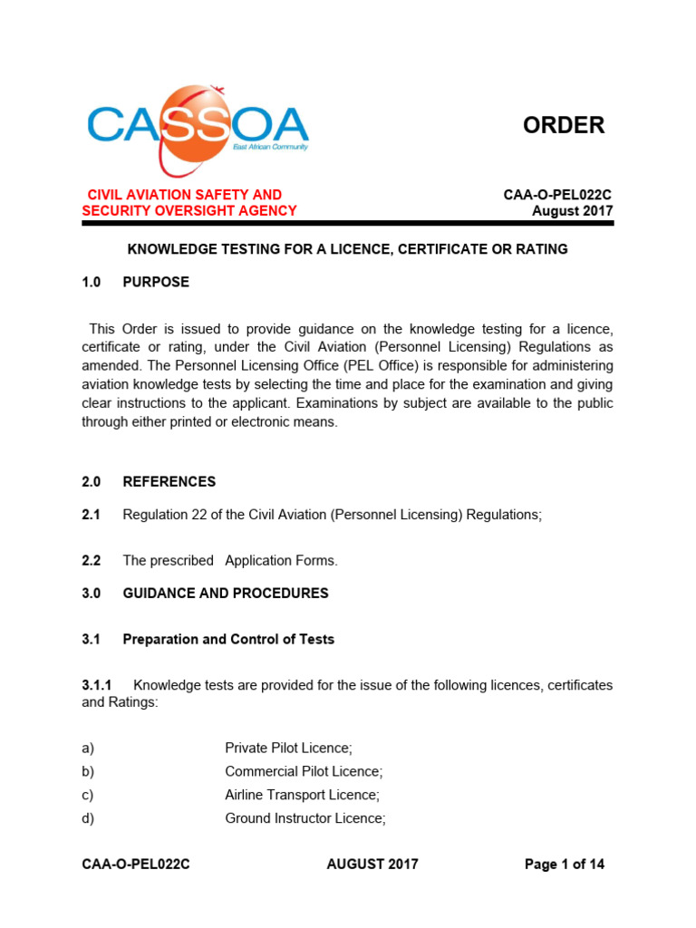 CAA Knowledge Testing Guidance | PDF | Flight Instructor | Aviation