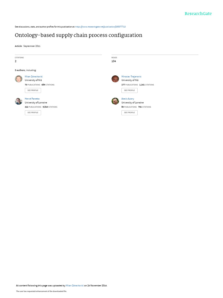 Ontology-Based Supply Chain Process Configuration | PDF | Supply Chain ...