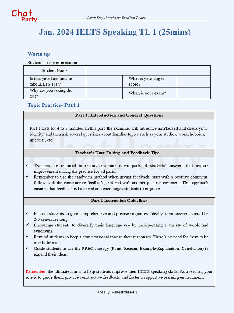 IELTS Speaking Practice Guide | PDF | Question | English Language