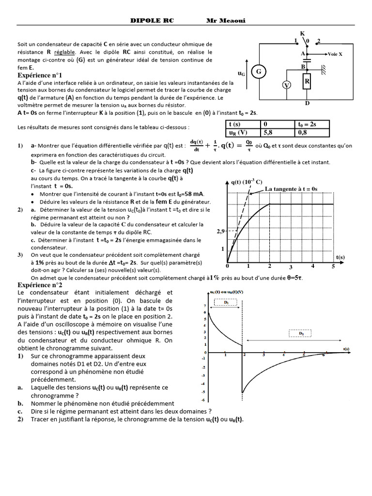 Équation Différentielle d'un Circuit RC PDF Condensateur Tension — free download